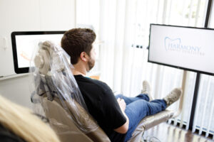 Patient at Harmony Family Dentistry waiting for Bioclear apointment